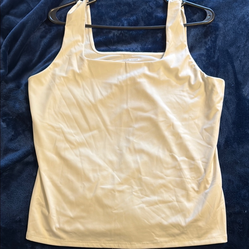 Nine West Cream Fitted Sleeveless Tank Top